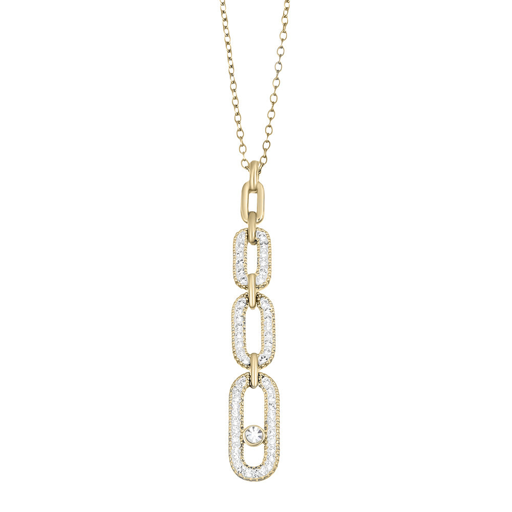 Crystalp Surprise Pendant aus Edelstahl in Gold mit modernem Kettenglieder-Design und länglichem Anhänger