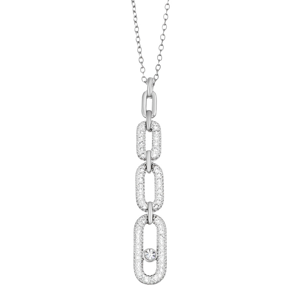 Crystalp Surprise Pendant aus Edelstahl in Silber mit modernem Kettenglieder-Design und länglichem Anhänger