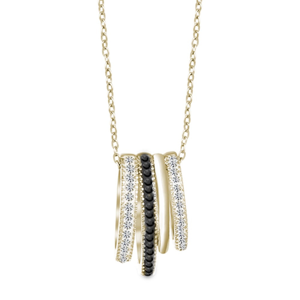 Crystalp Noir et Lumière Pendant aus Edelstahl in Gold mit hellem und dunklem Steinbesatz im Kontrast-Design