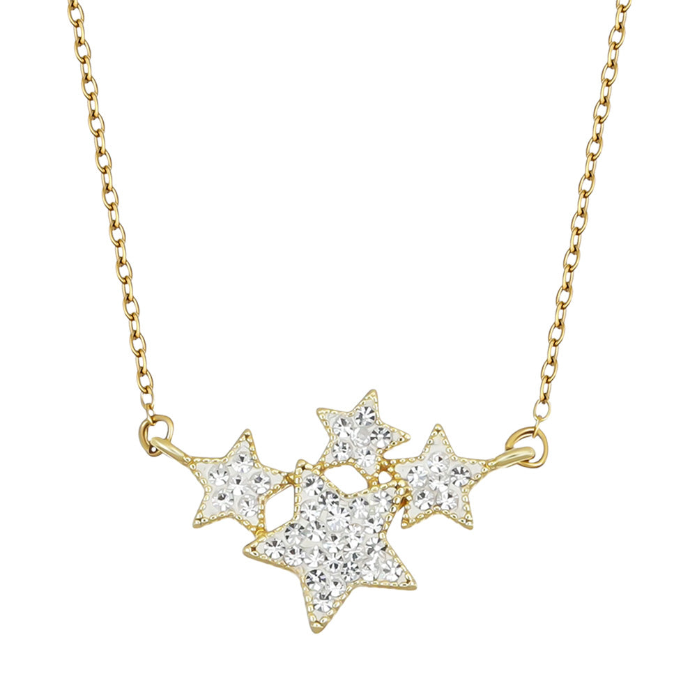 Crystalp My Stars Pendant aus Edelstahl in Gold mit funkelndem Stern-Design für himmlische Eleganz