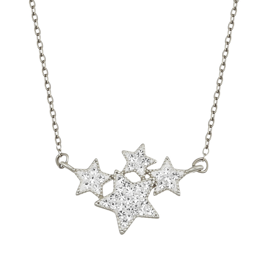 Crystalp My Stars Pendant aus Edelstahl in Silber mit funkelndem Stern-Design für himmlische Eleganz