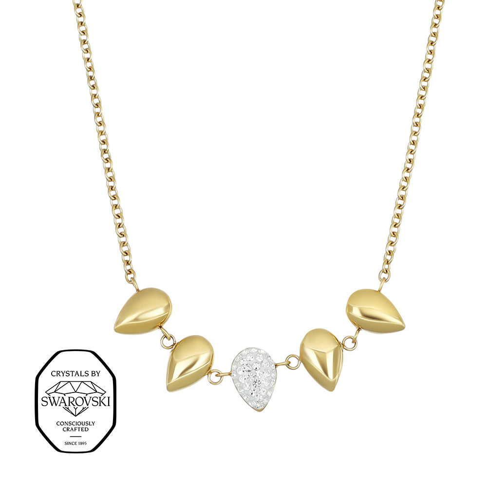 Crystalp Briolette Pendant in Gold aus Edelstahl mit Swarovski® Kristallen, tropfenförmiger Anhänger elegan