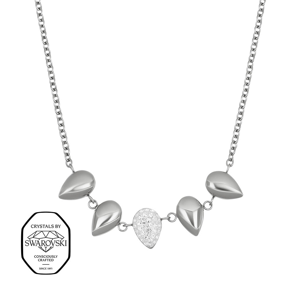 Crystalp Briolette Pendant in Silber aus Edelstahl mit Swarovski® Kristallen, tropfenförmiges Design