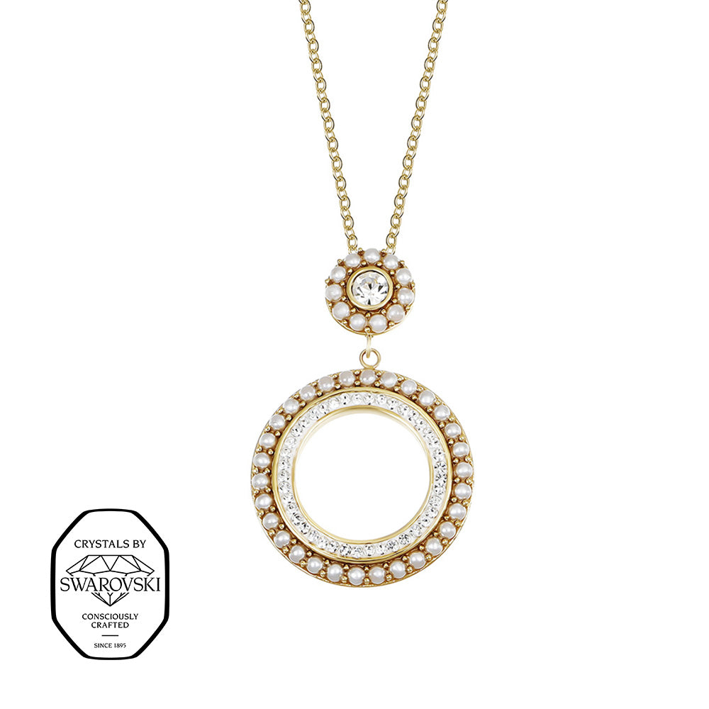 Overture Pendant aus Edelstahl, kunstvolle Kreisgestaltung, mit Swarovski® Kristallen verziert für elegante Ausstrahlung.