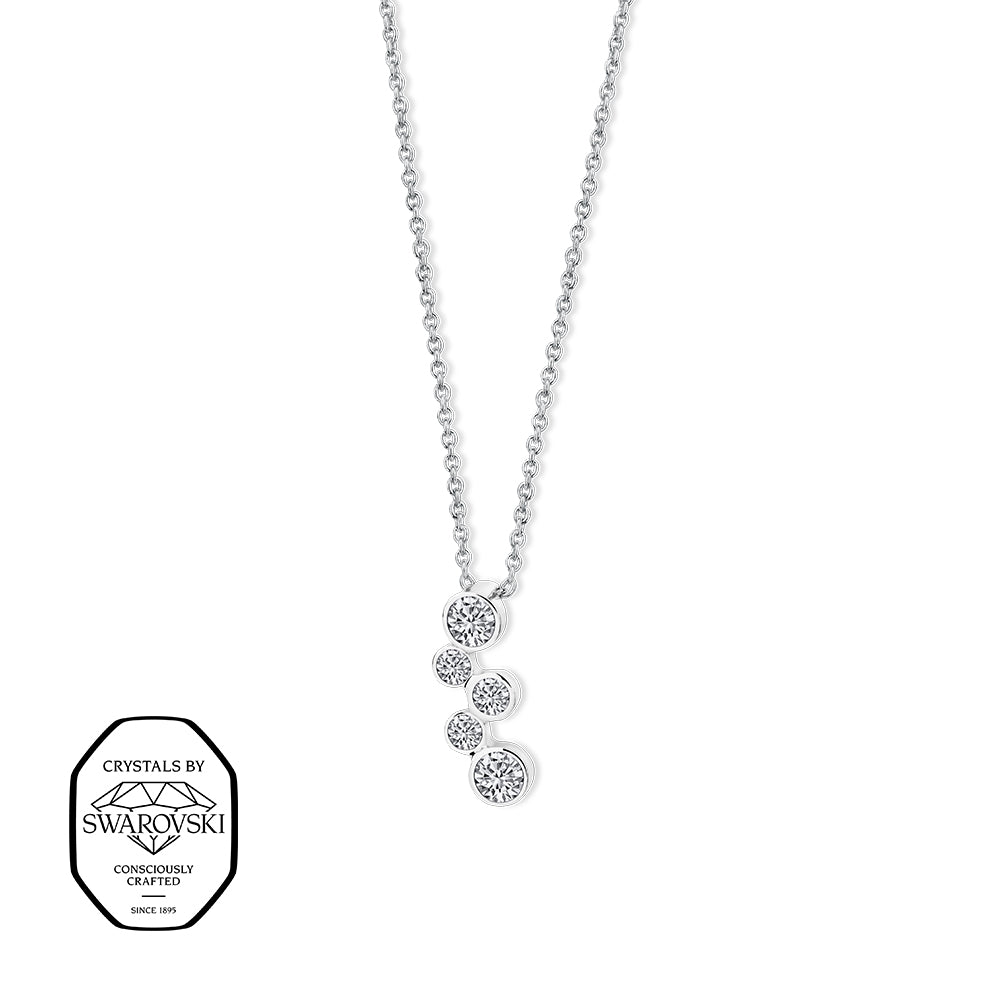 Silberfarbene Halskette mit vier runden Swarovski® Kristallen in abgestufter Anordnung.