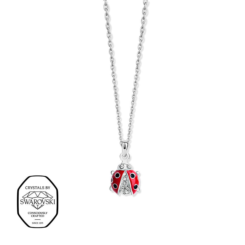 Marienkäfer-Halskette Silber mit Swarovski® Kristallen