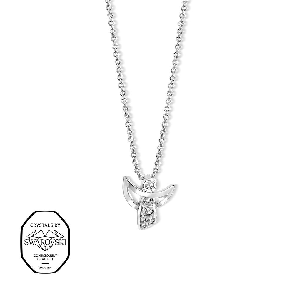Engel-Halskette Silber mit Swarovski® Kristallen