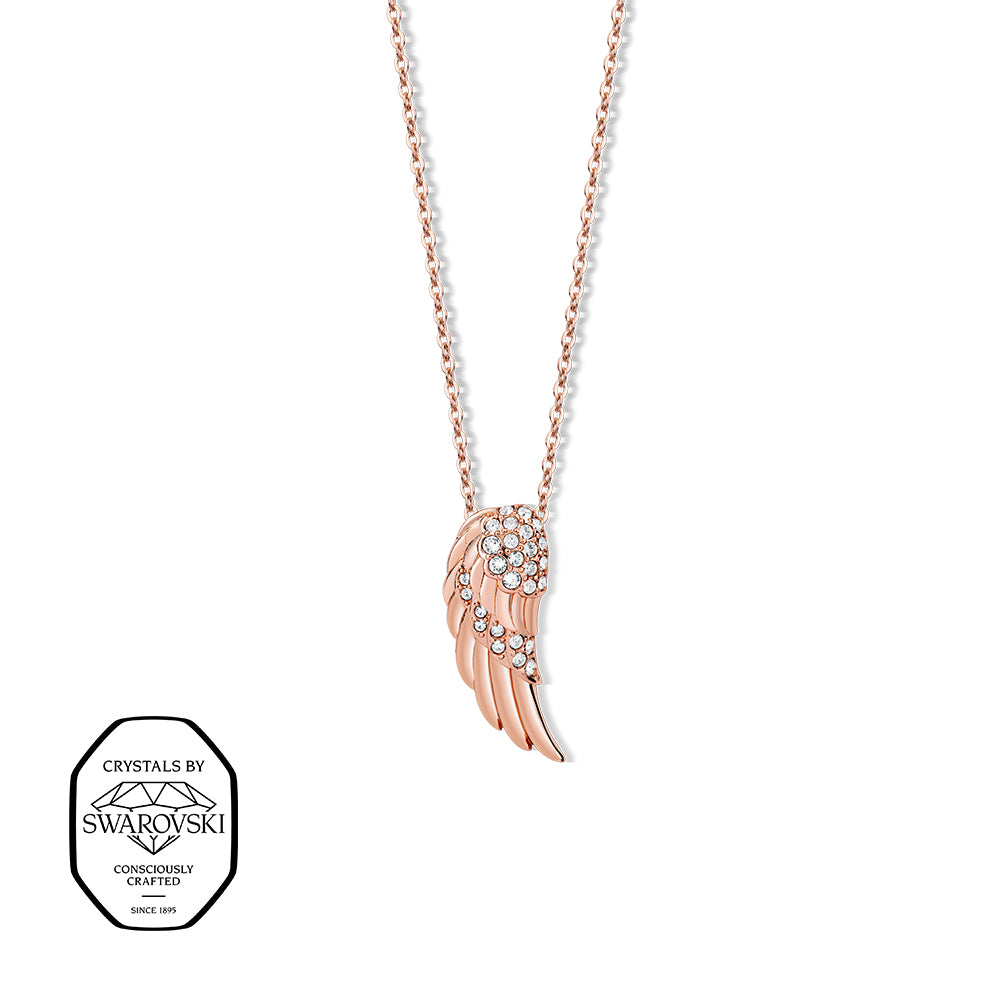 Engelsflügel-Halskette rosévergoldet mit Swarovski® Kristallen