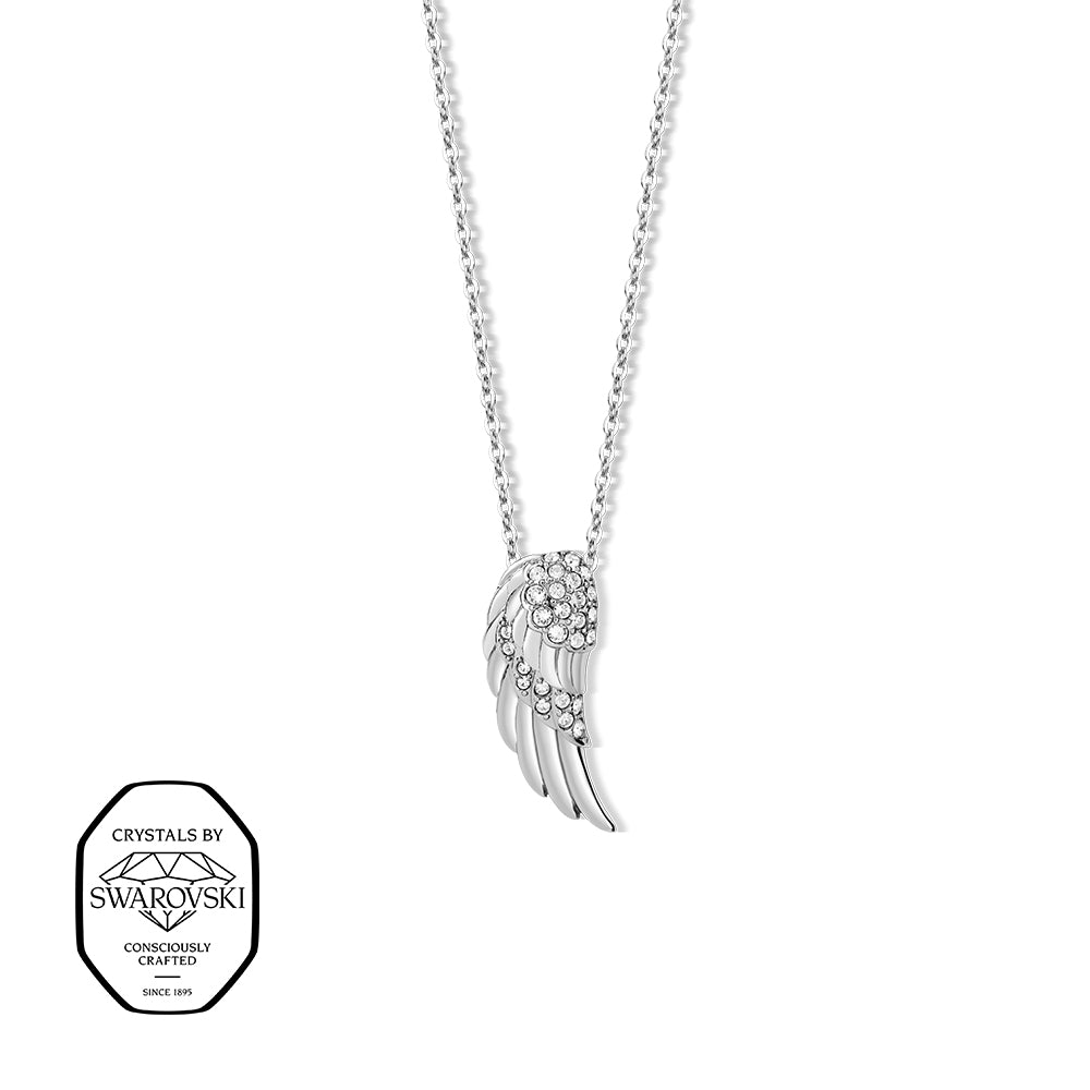 Engelsflügel-Halskette silberfarben mit Swarovski® Kristallen
