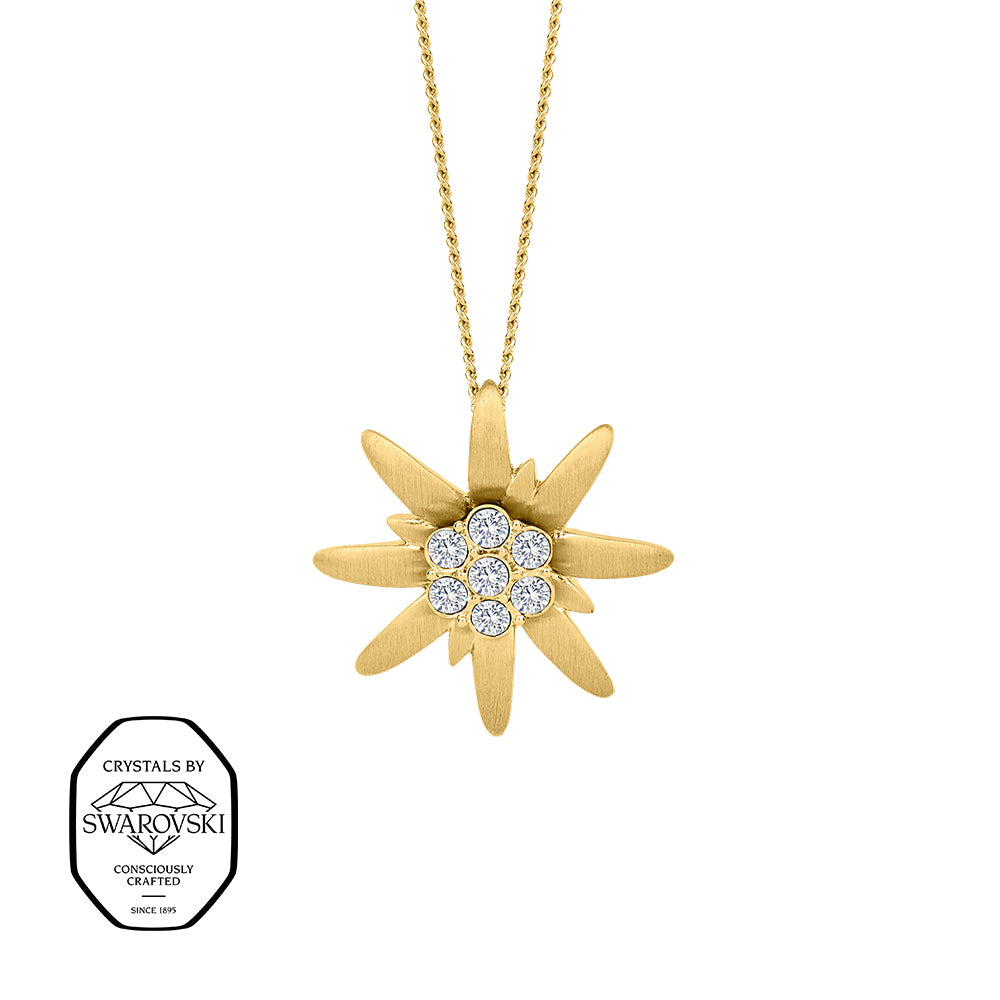 Edelweiß-Halskette vergoldet mit Swarovski® Kristallen