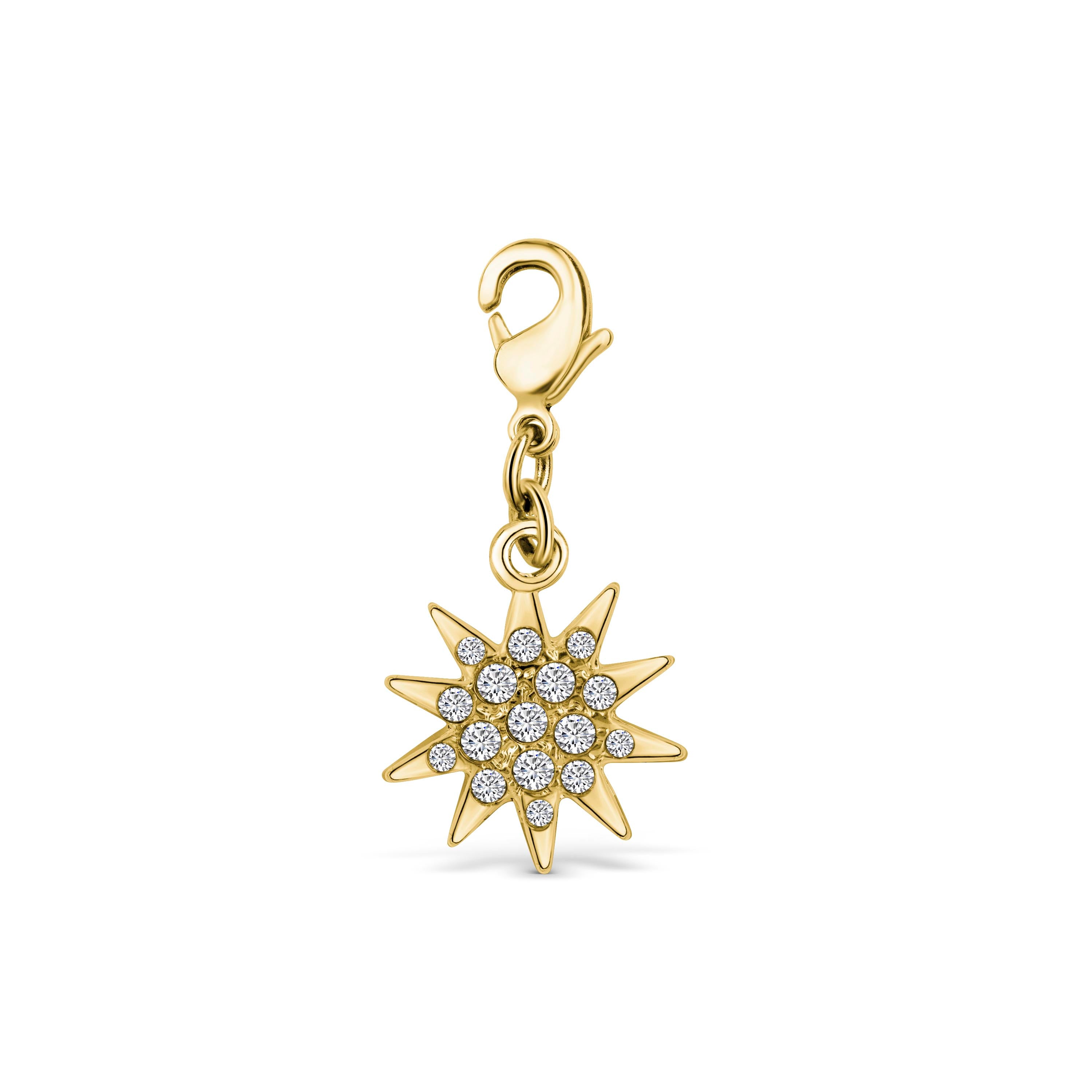 Goldener Charm-Anhänger in Sternform mit funkelnden Kristallen