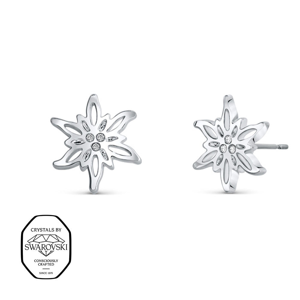 Edelweiß Ohrringe Silber filigran mit Swarovski® Kristallen