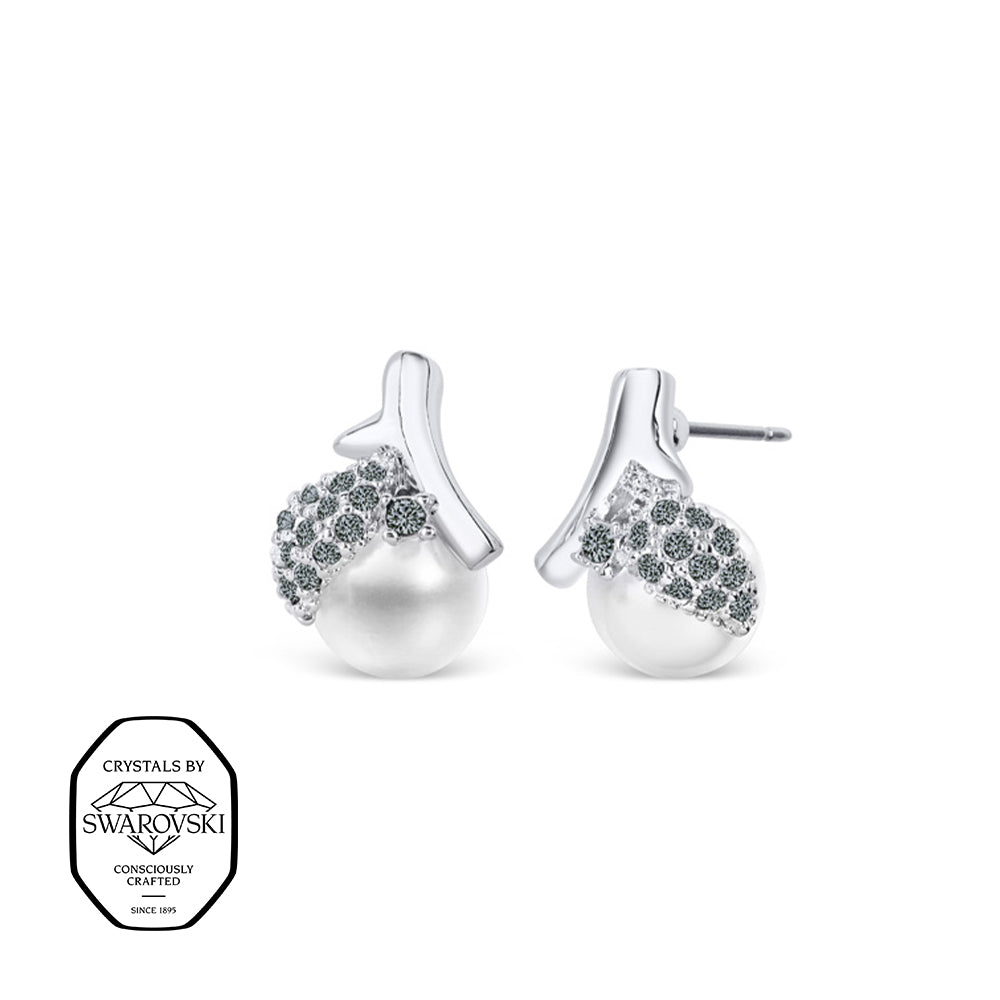 Silberne Perlen-Ohrstecker mit Swarovski® Kristallen