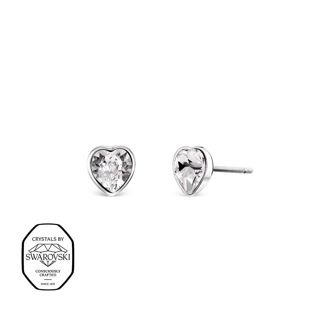 Herzförmige Ohrstecker mit Swarovski® Kristallen in Kristallklar