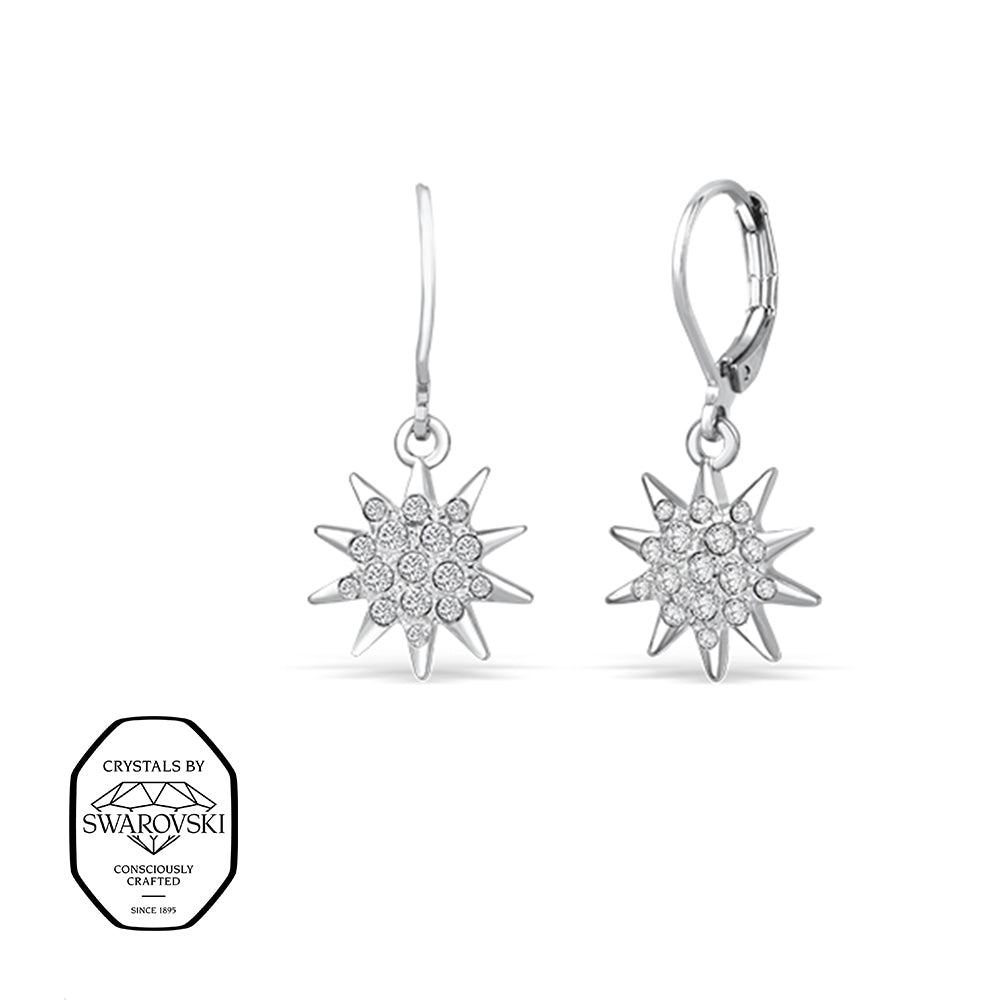 Silberne Stern-Ohrhänger, verziert mit Swarovski® Kristallen von Crystalp