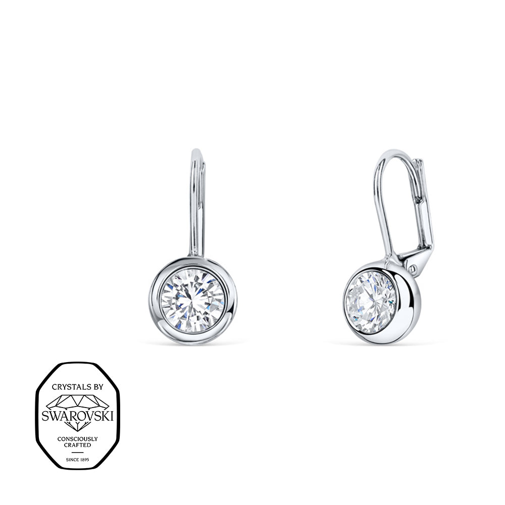 Silberner Ohrhänger mit runden Swarovski® Kristallen