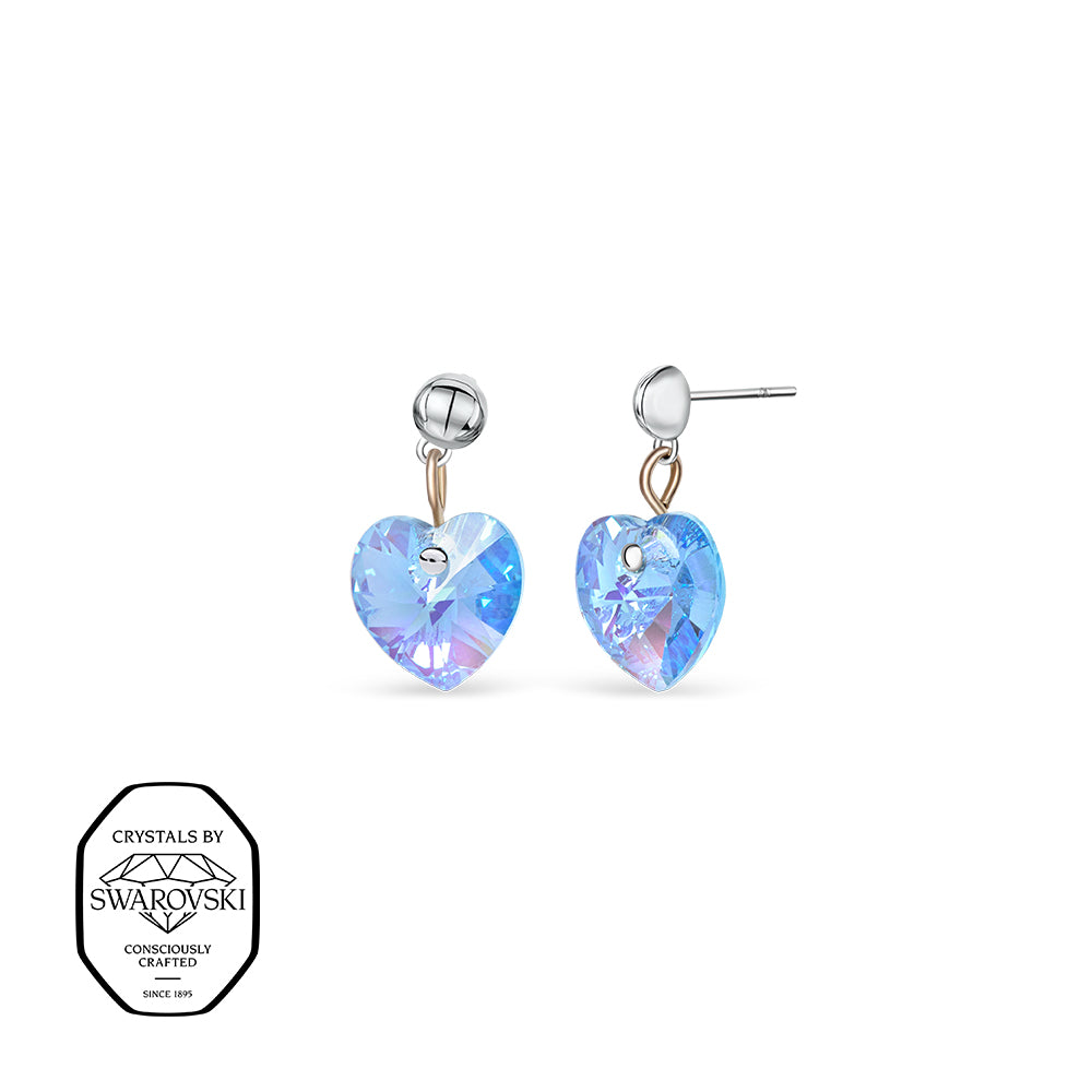 Herz Ohrhänger mit Swarovski® Kristallen in Aquablau
