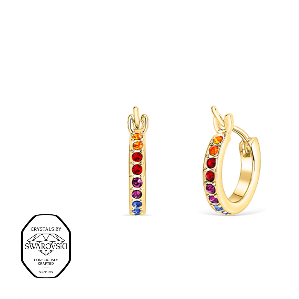 Creolen goldfarben mit Swarovski® Kristallen in Regenbogenfarben