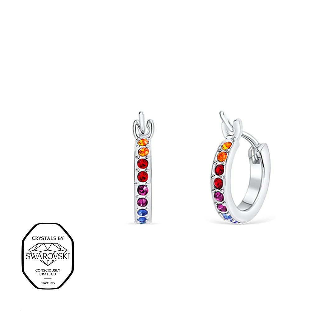 Creolen silberfarben mit Swarovski® Kristallen in Regenbogenfarben
