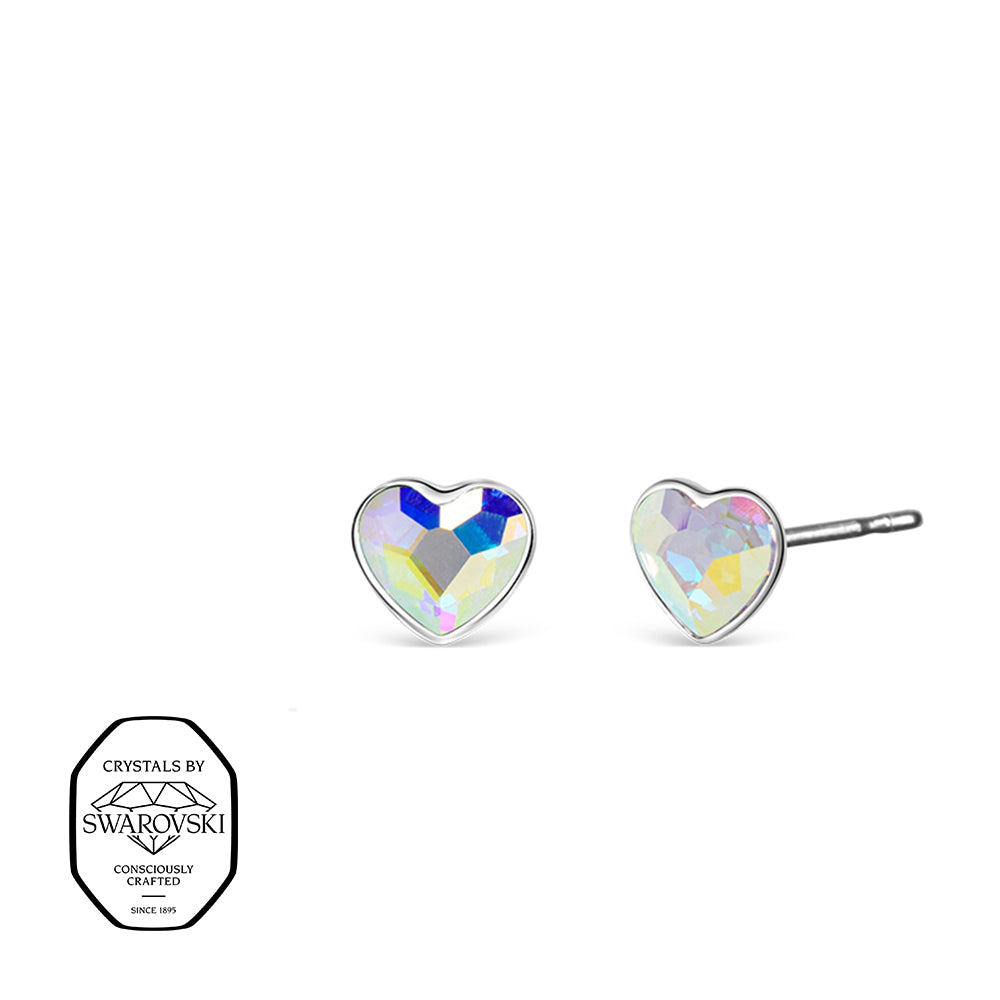 Herz Ohrstecker mit schillernden Swarovski® Kristallen in Silberfassung