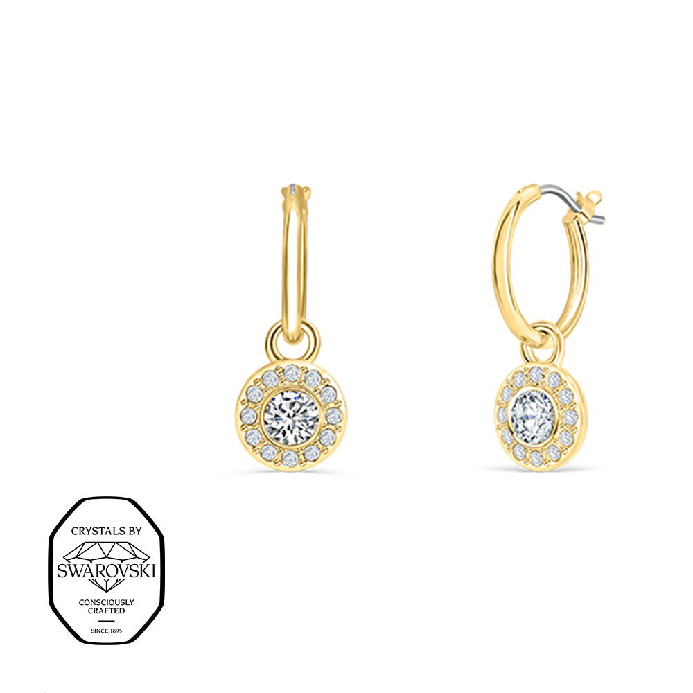 Creolen Gold mit rundem Swarovski® Kristall und Zirkonia-Rahmen