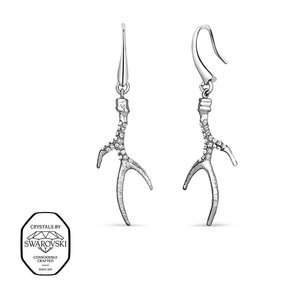 Silberne Ohrhänger Geweih mit funkelnden Swarovski® Kristallen