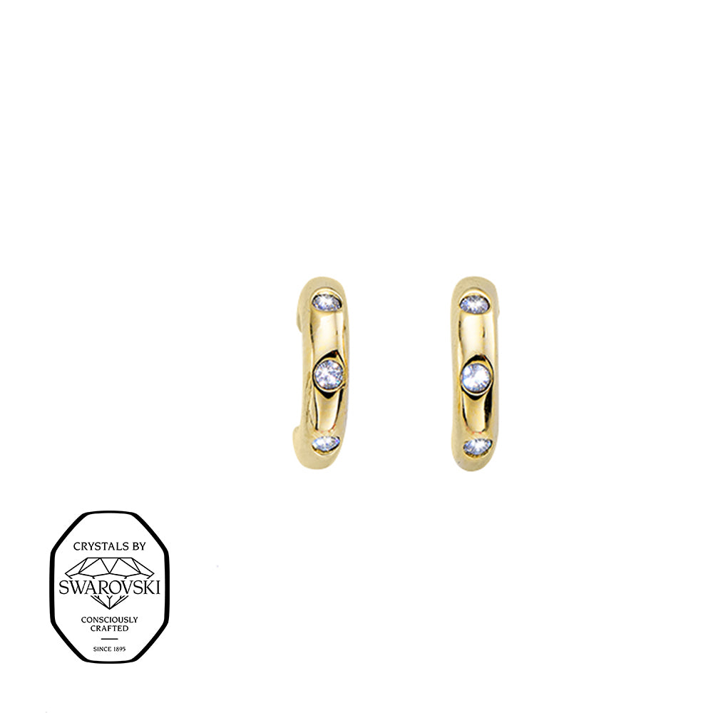 Schmale Creolen in Goldoptik mit dezent eingesetzten Swarovski® Kristallen