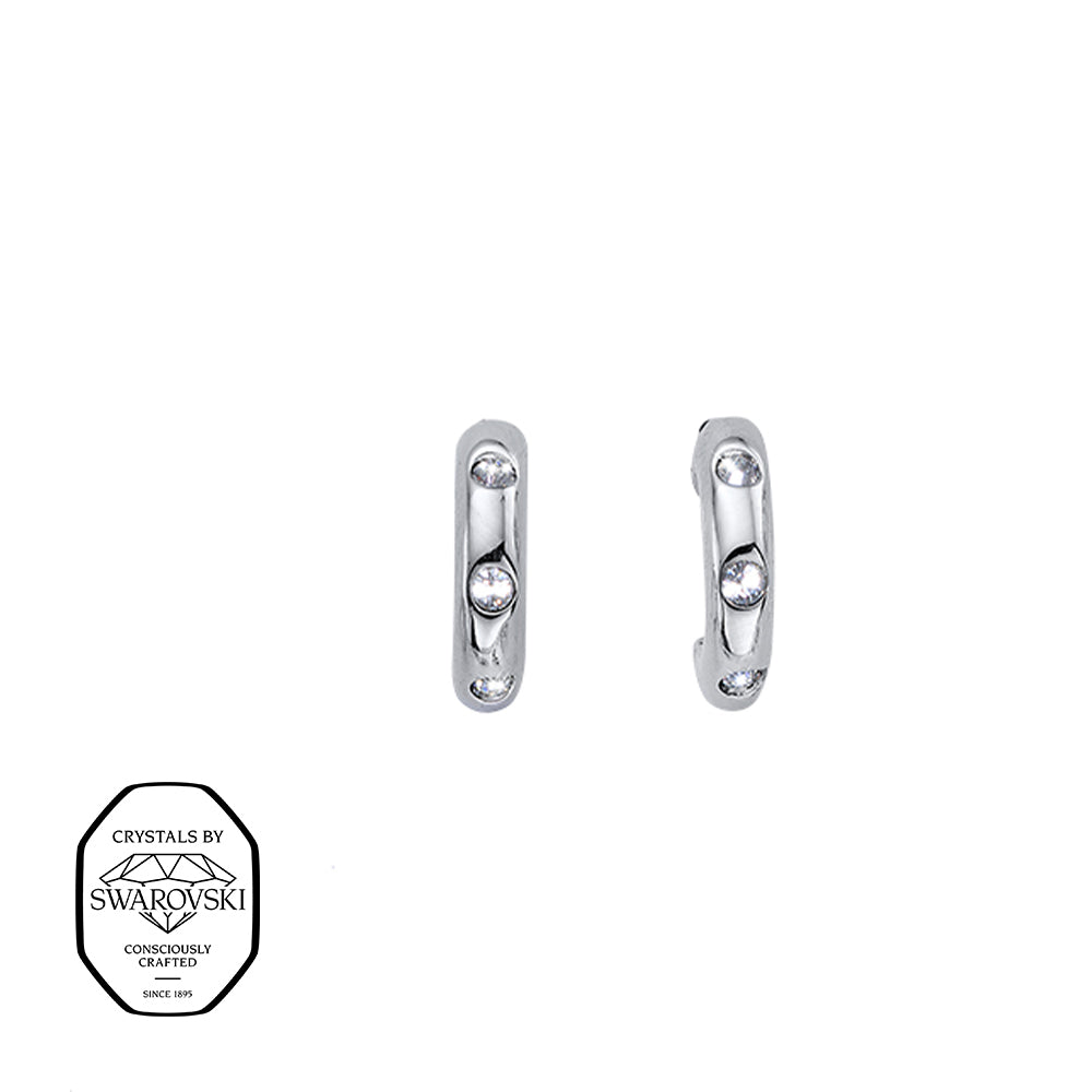 Schmale Creolen in Silberoptik mit dezent eingearbeiteten Swarovski® Kristallen