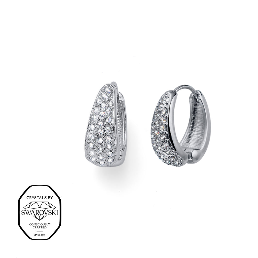 Elegante Creolen in Silberoptik mit Pavé-Besatz aus Swarovski® Kristallen