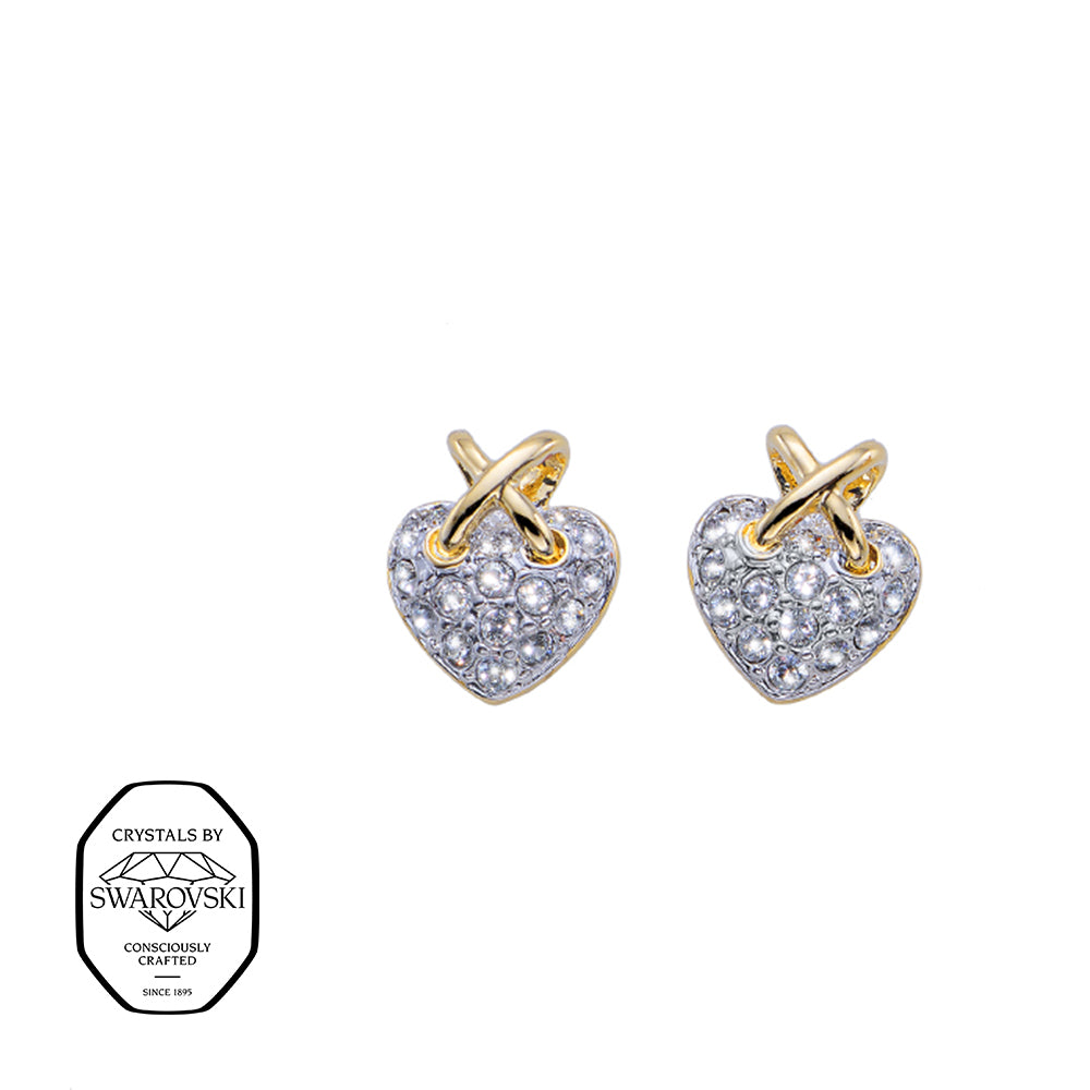 Goldene Ohrstecker in Herzform mit Swarovski® Kristallen