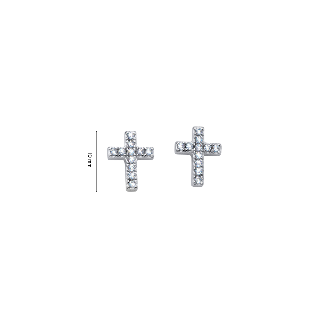 Bless Cross Silver Earring - crystalpjewelry