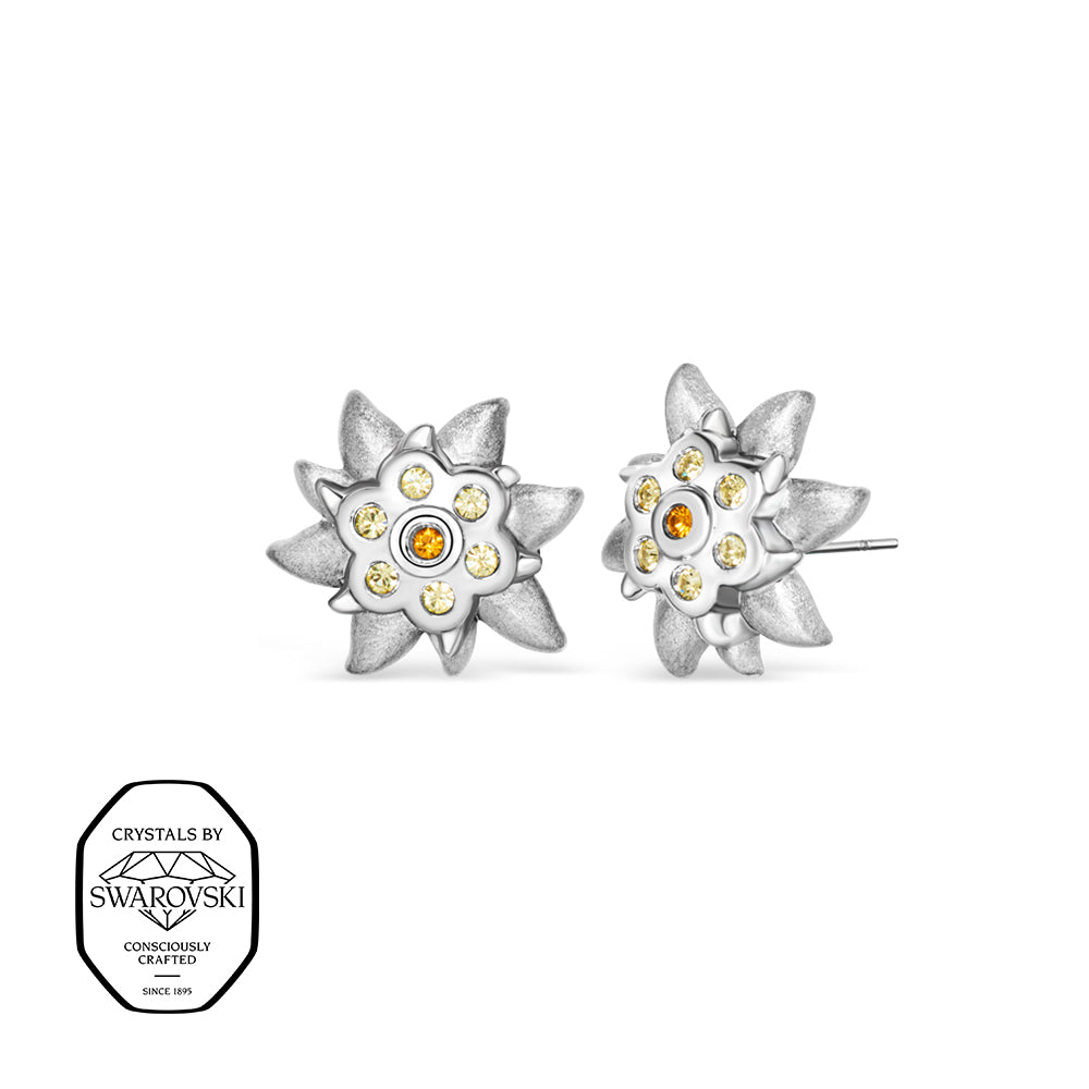 Edelweiß Ohrringe Silber mit goldgelben Swarovski® Kristallen