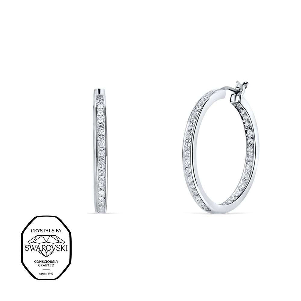 Zeitlose Creolen mit Swarovski® Kristallen, elegante silberne Ohrringe mit funkelndem Glanz