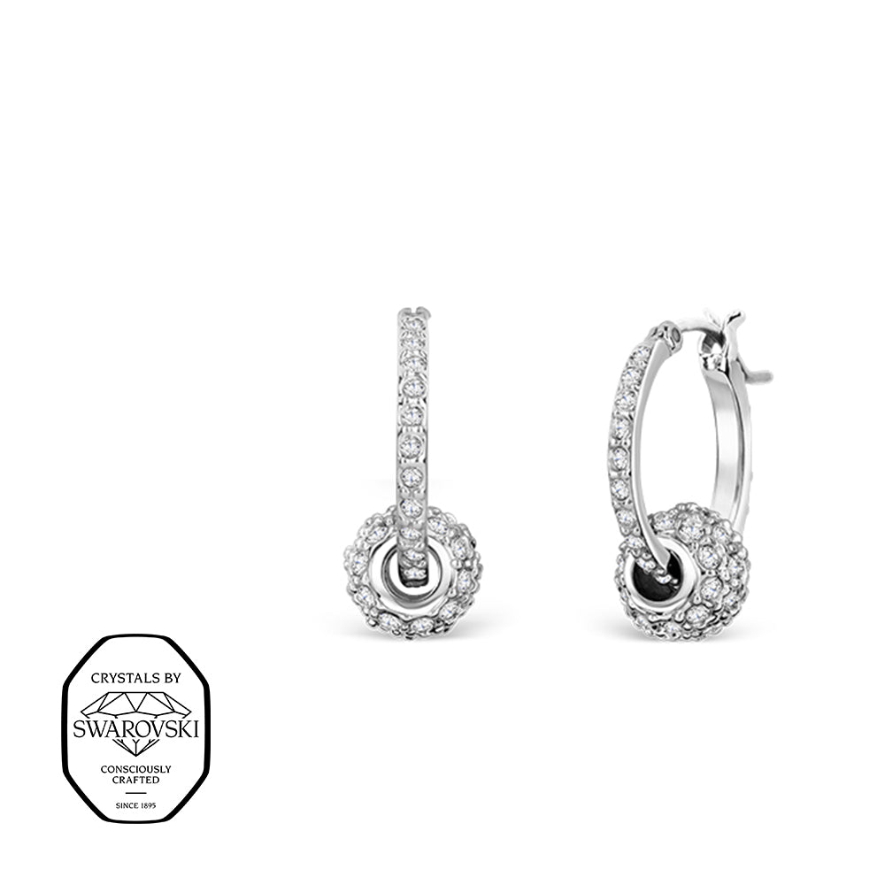 Elegante Creolen mit Swarovski® Kristallen, edles Design mit funkelndem Kreisanhänger.