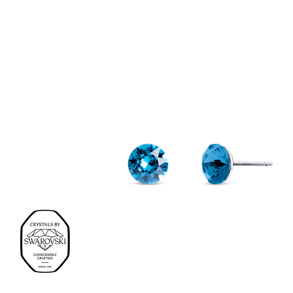 Strahlende Ohrstecker mit Swarovski® Kristallen in intensivem Blau, klassisch rund geschliffen, zeitlos elegant