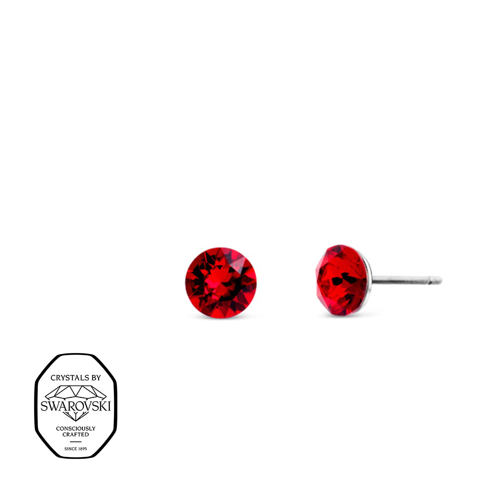Strahlende Ohrstecker mit Swarovski® Kristallen in intensivem Siam-Rot, elegant und auffällig.