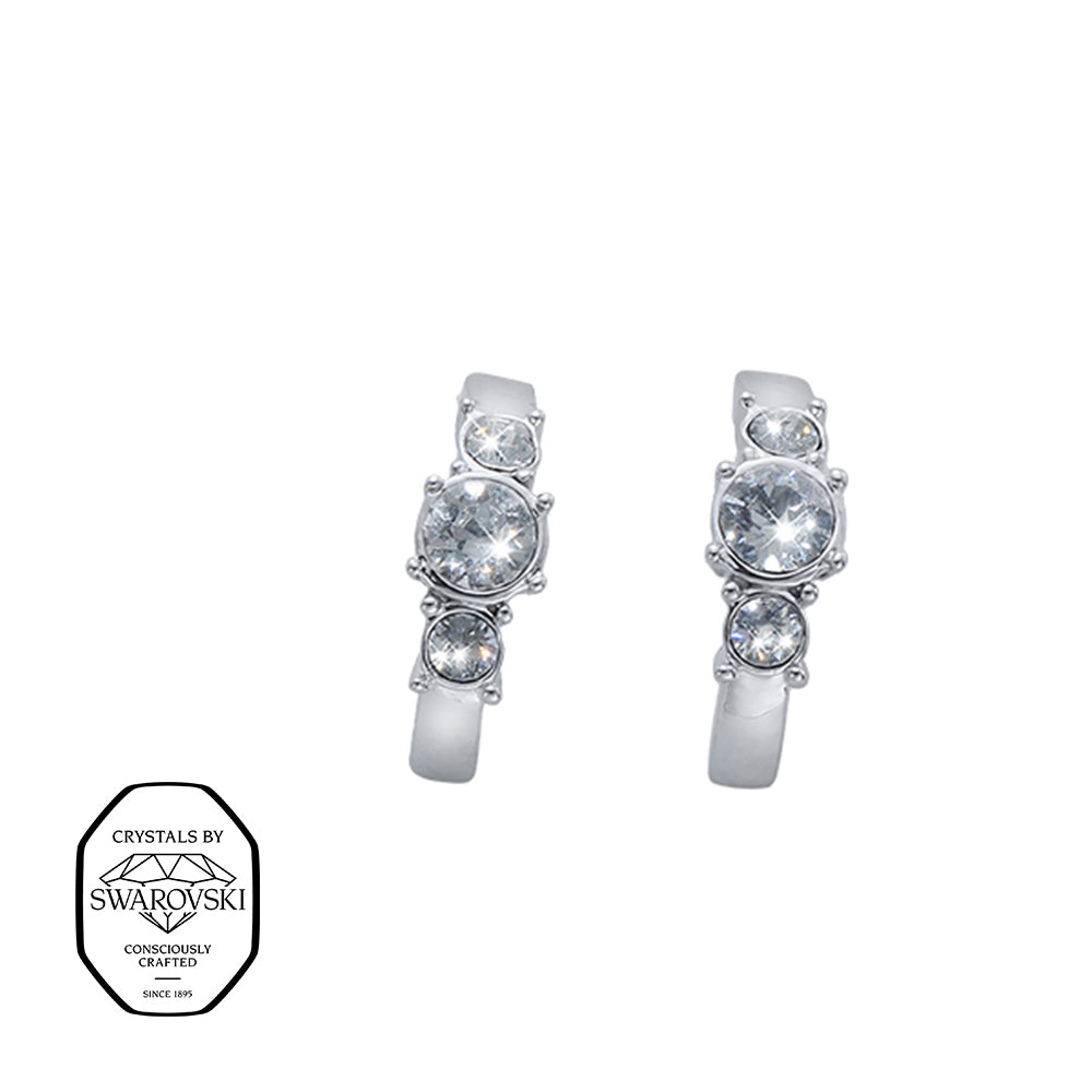 Elegante Ohrstecker mit Kristallen von Swarovski®, silberne Fassung mit drei funkelnden Steinen