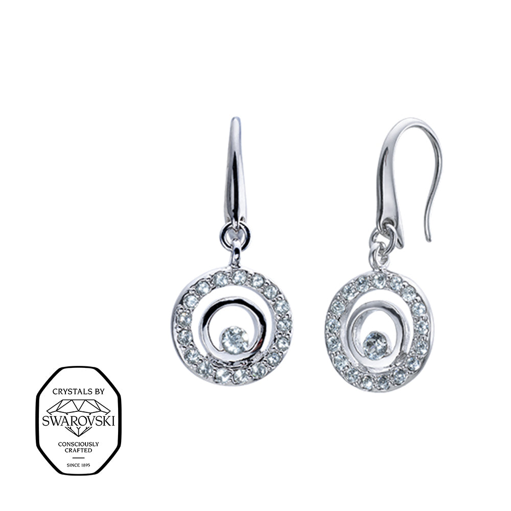 Silberne Ohrhänger mit Kristallen von Swarovski®, rundes Spiraldesign mit funkelndem Stein