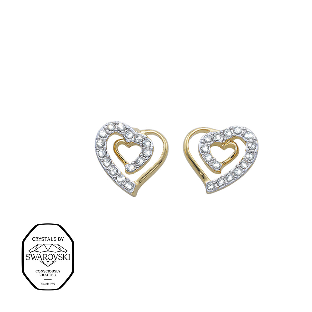 Herz Ohrstecker mit Kristallen von Swarovski®, vergoldetes Design mit funkelnden Akzenten.