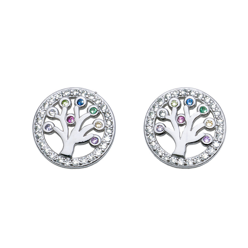 Chakra Tree Of Life Orecchini a spillo in argento