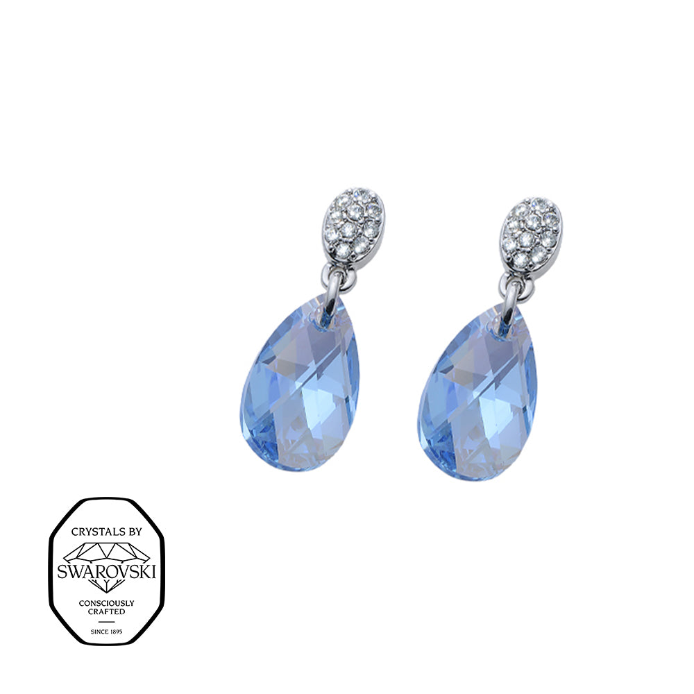 Aquamarinblaue Tropfen-Ohrringe mit Swarovski® Kristallen, eleganter Ohrschmuck für Damen.