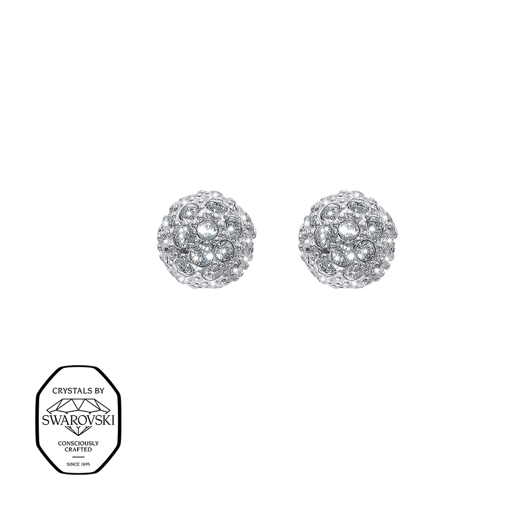Runde Ohrstecker in Kugelform, besetzt mit zahlreichen funkelnden Swarovski® Kristallen, eleganter und zeitloser Damenschmuck mit luxuriösem Glanz.