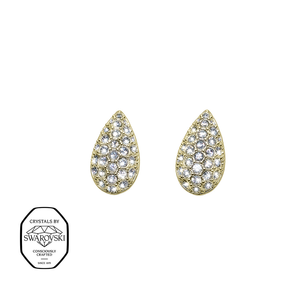 Goldene Tropfen-Ohrstecker mit funkelnden Swarovski® Kristallen