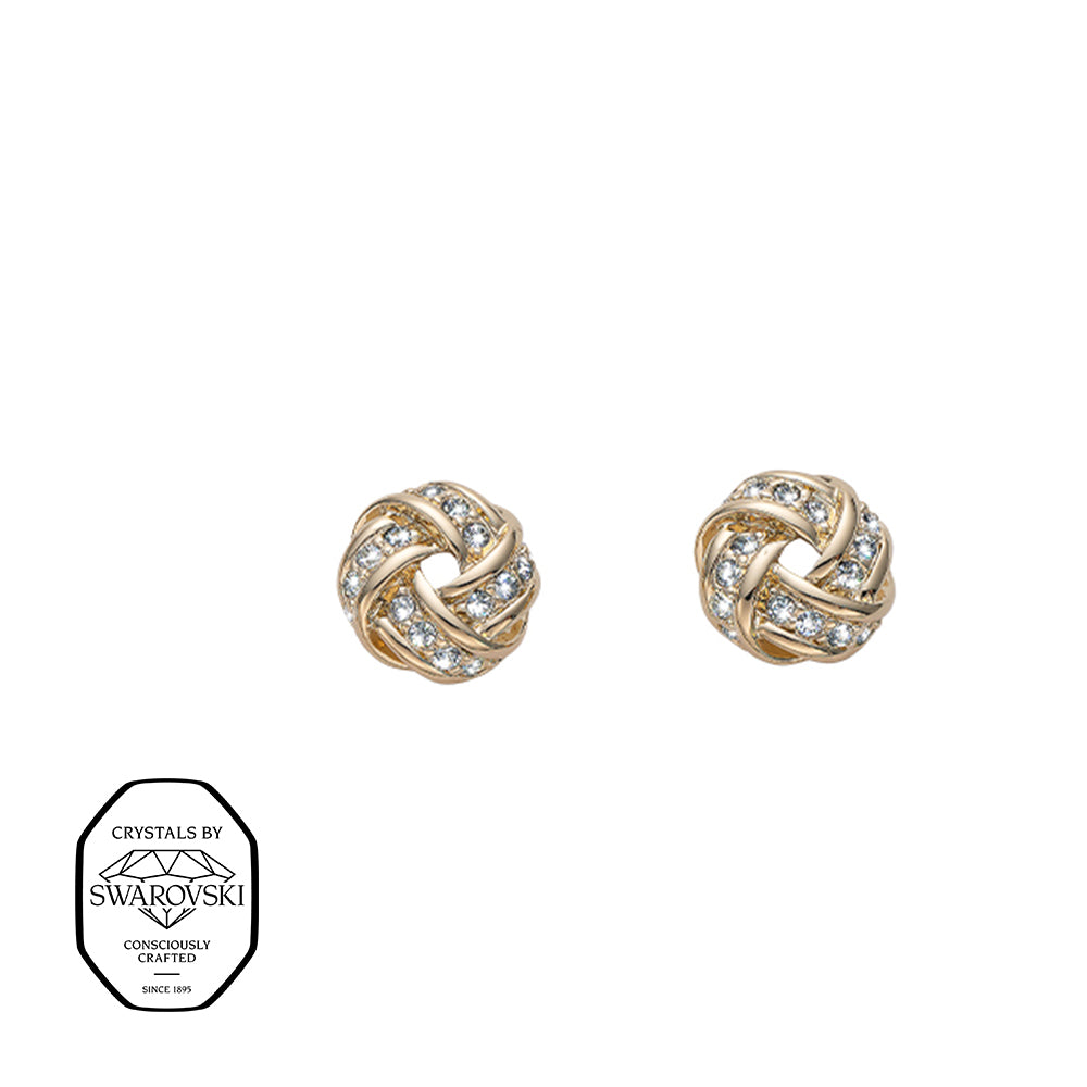Goldene Knoten-Ohrstecker mit funkelnden Swarovski® Kristallen