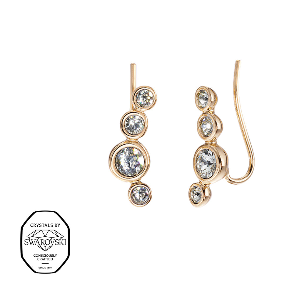 Goldene Ohrhänger mit mehreren Swarovski® Kristallen im eleganten Design.