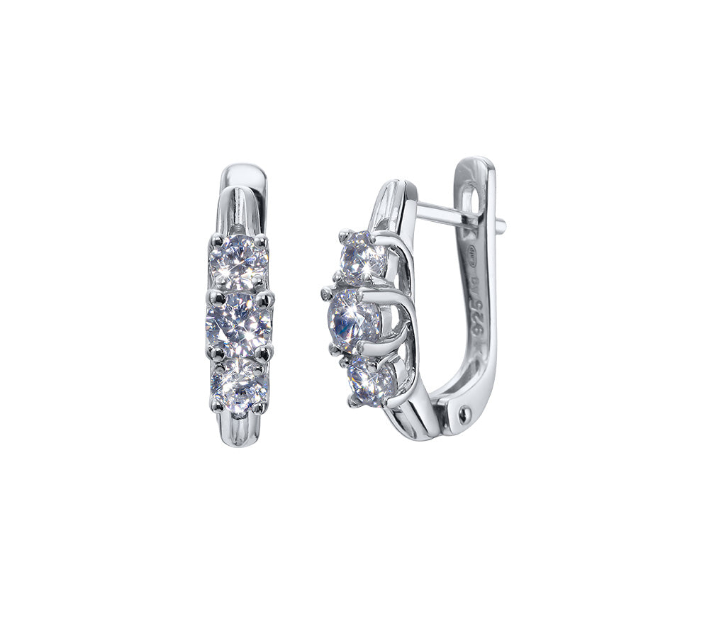 Trilogy silver hoop earrings