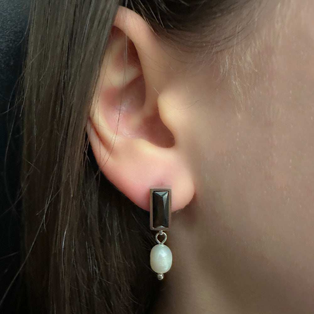 Pendientes baguette de perlas de marea