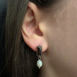 Tide pearl baguette earrings