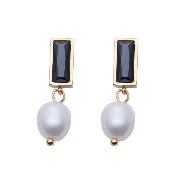 Tide pearl baguette earrings