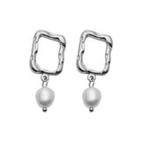 Tide pearl square earrings
